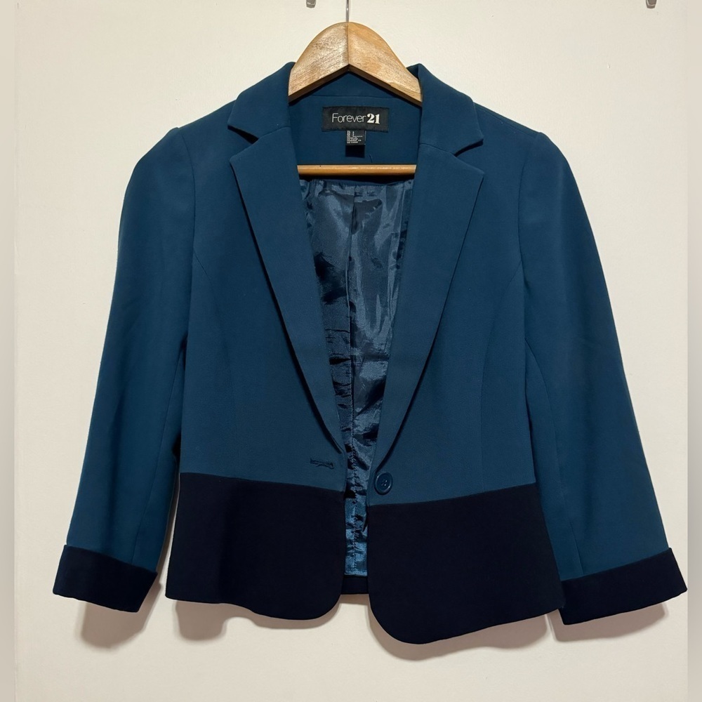 Blue-Aqua Lined Suit Jacket Blazer Size S